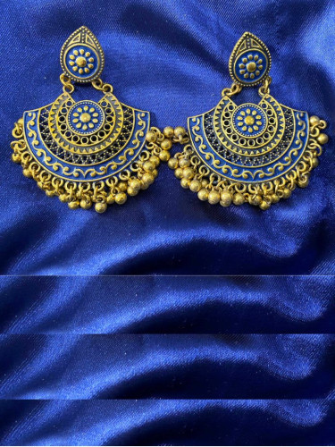 Gold Plated Oxidized Party Wear Earrings