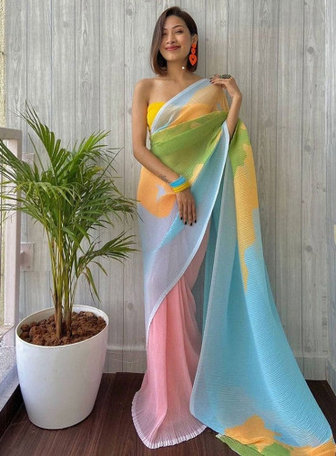 Digital Print Bollywood Georgette Saree  (Multicolor)