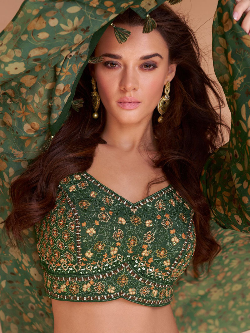 Green Satin Blend Embroidered Indowestern Sets and Suits Party Wear