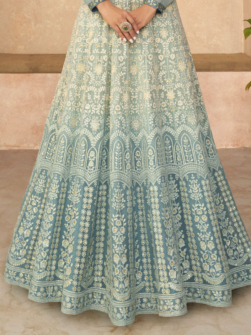 Stone & Sequins Embellished Designer Gown With Dupatta