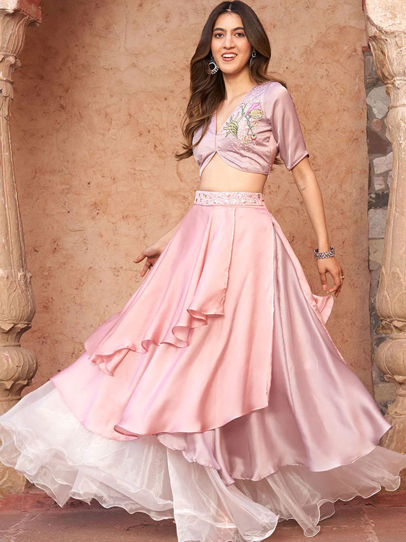 SOFT PINK MAUVE TOP LAYERED WITH SKIRT