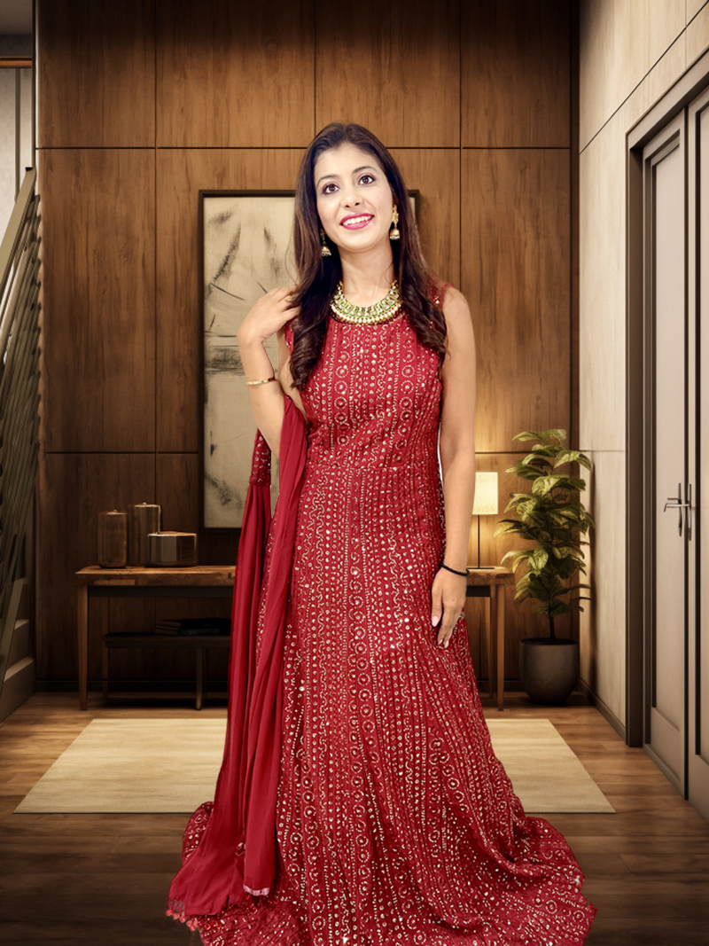 Maroon Color Georgette With Sequence Work Anarkali Gown